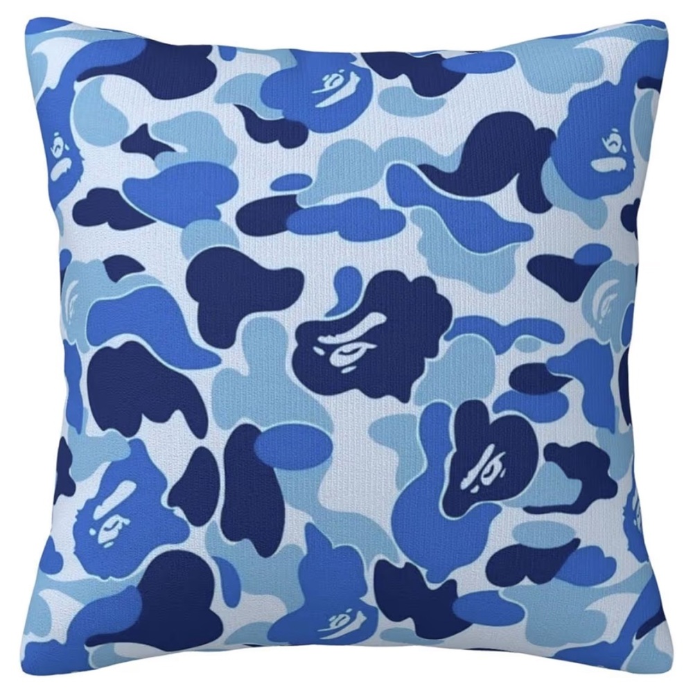 Set of 2 Blue Camouflage Abstract Throw Pillow Covers – 18x18”